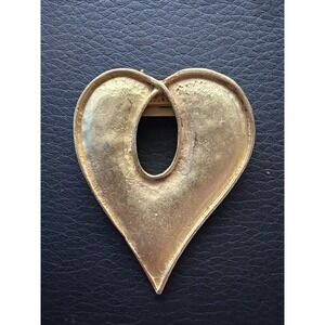 Gold Tone Heart Scarf Clip Jewelry Stamped Made In USA XIIX